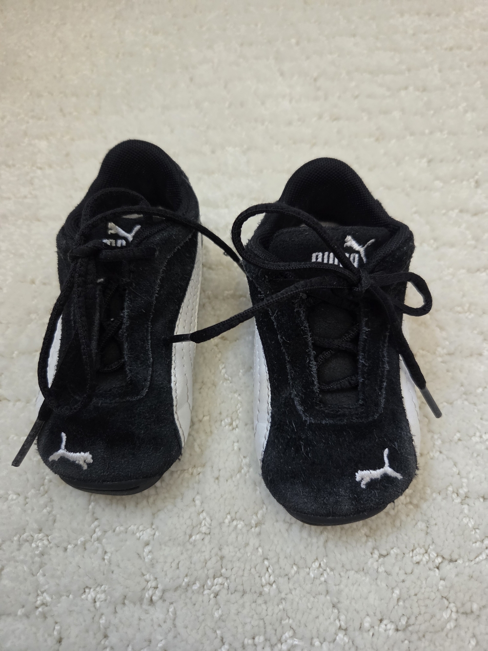 Puma Kids Black and White Lace-Up Suede-Style Sneakers US4 Baby/ Young Walker